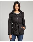 Marc New York Black Quilted Rib Trim Optional Hood Belted 'Quinlee' Jacket - Lyst