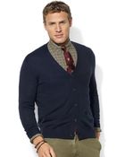 Ralph Lauren V neck Wool Cardigan - Lyst