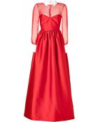 Valentino Silk Evening Gown With Collar In Red - Lyst
