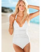 Victoria's Secret Ruched Halter One-Piece - Lyst