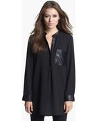 Alberto Makali Leather Trim Tunic - Lyst
