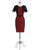 Anne Klein Shortsleeved Houndstooth Shift Dress - Lyst