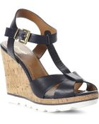 Dune Giraffe T-bar Wedge Sandals - Lyst