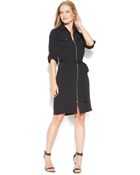 Calvin Klein Three quarter sleeve Utility Shirtdress - Lyst