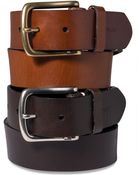 Tommy Hilfiger Striped-Tab Leather Belt - Lyst