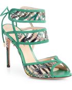 Alexandre Birman Python Suede Sandals - Lyst