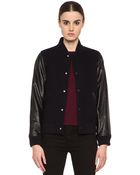 A.P.C. Teddy Rizzo Baseball Jacket with Leather Sleeves - Lyst