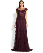 Teri Jon Capsleeve Lace Gown - Lyst
