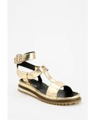 Urban Outfitters All Black Metallic T-strap Sandal - Lyst