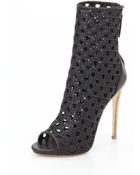 Giuseppe Zanotti Opentoe Woven Leather Ankle Boot Black - Lyst