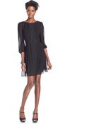 Jessica Simpson Three-Quarter-Sleeve Chiffon Dress - Lyst