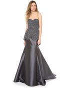 Lela Rose Embroidered Peplum Gown - Willow - Lyst