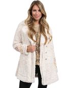 Free People Faux Fur Embellished Coat - Lyst