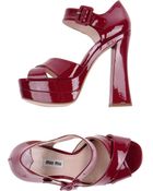 Miu Miu Block High-Heel Buckle Strap Platform Sandals - Lyst
