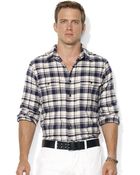 Ralph Lauren Longsleeve Suedepatch Plaid Twill Workshirt - Lyst