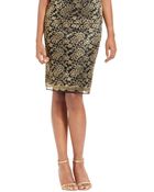 Tahari Metallic Lace Pencil Skirt - Lyst