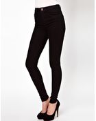 Asos Ridley High Waist Ultra Skinny Jeans In Clean Black - Lyst
