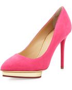 Charlotte Olympia Debbie Suede Heart-Platform Pump - Lyst