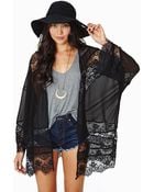 Nasty Gal Sheer Caress Kimono Black - Lyst