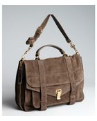 Proenza Schouler Brown Suede Leather Ps1 Large Satchel - Lyst