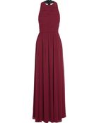 Alice + Olivia Runie Leather-Trimmed Crepe Maxi Dress - Lyst