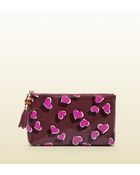 Gucci Heartbeat Print Leather Pouch - Lyst
