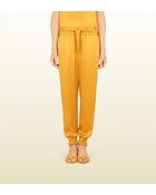 Gucci Yellow Silk Drawstring Pant - Lyst