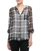 Joie Nepal Sheer Plaid Top - Lyst