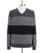 Perry Ellis Striped V-Neck Sweater - Lyst