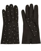 Portolano Black Studded Leather Gloves - Lyst