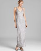 Sue Wong V Neck Beaded Gown - Lyst