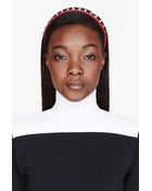 Valentino Red Leather Studded Headband - Lyst