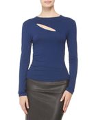 Donna Karan New York Long Sleeve Slash Top - Lyst