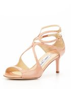 Jimmy Choo Lila Patent Crisscross Sandal Blush - Lyst