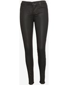 J Brand Exclusive Midrise Coated Super Skinny Olive - Lyst