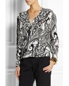 Etro Printed Wrap-Front Silk Top - Lyst