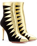 Charlotte Olympia Hazel Leather And Suede Ankle Boots - Lyst