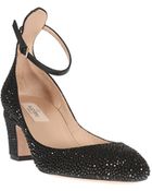 Valentino Black Suede and Crystals Pumps - Lyst