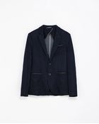 Zara Blazer with Faux Leather Elbow Patches and Piping - Lyst