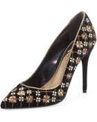 Alexander McQueen Embroidered Velvet Pointy Pump - Lyst