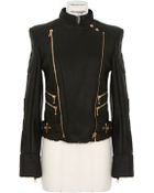 Balmain Black Shearling Leather Jacket - Lyst