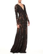 Elie Saab Sheer Sequin Gown Black - Lyst