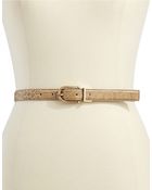 Ivanka Trump Crocodile Textured Skinny Belt - Lyst