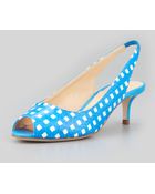 Oscar de la Renta Tipi Printed Peeptoe Slingback - Lyst