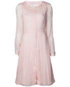 Oscar de la Renta Long Crinkled Chiffon Dress - Lyst