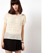 Asos Top with Delicate Gathered Panels - Lyst