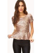 Forever 21 Glam Girl Peplum Top - Lyst