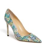 Manolo Blahnik Flower Print Pointy Toe Pump - Lyst