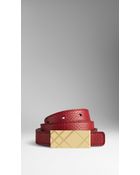 Burberry Reversible Grainy Leather Check Buckle Belt - Lyst
