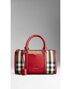 Burberry The Medium Alchester In House Check And Leather - Lyst